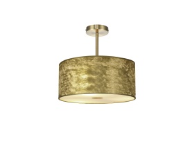 DK0825  Baymont 40cm Semi Ceiling 1 Light Antique Brass Gold Leaf/White Laminate